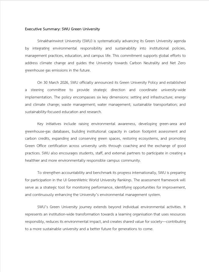 Executive Summary SWU Green University